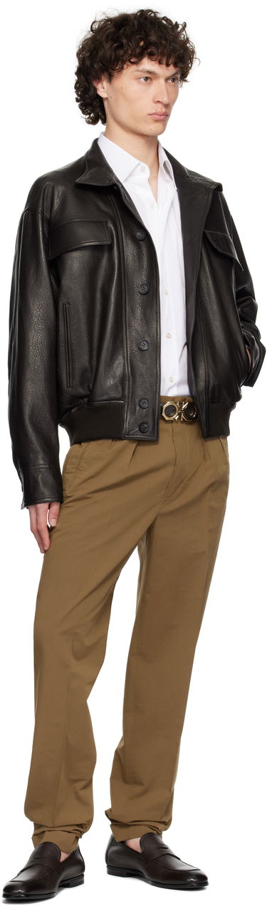 Яке FERRAGAMO Ferragamo Grainy Leather Jacket Черно | 783255, 3