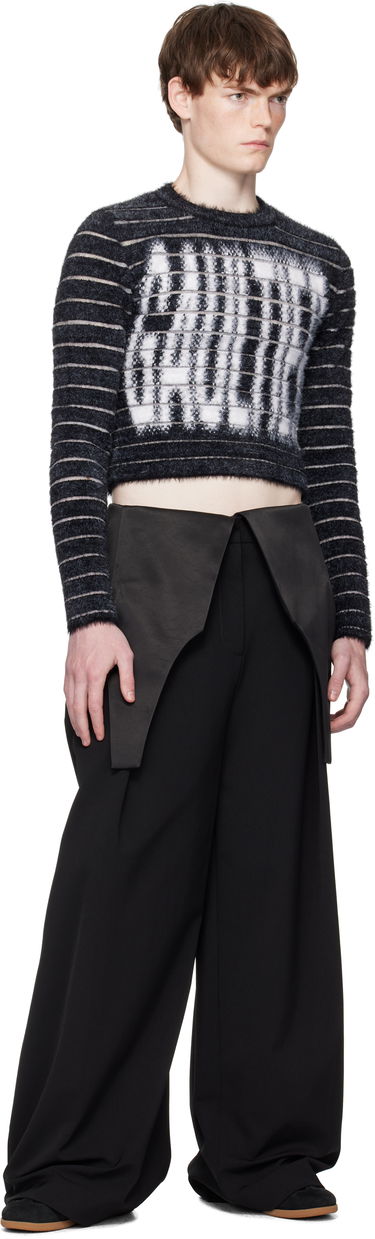 Пуловер Jean Paul Gaultier Jean Paul Gaultier Jacquard 'Gaultier' Cropped Sweater Черно | 25/03-W-PO012-K004-0001, 3
