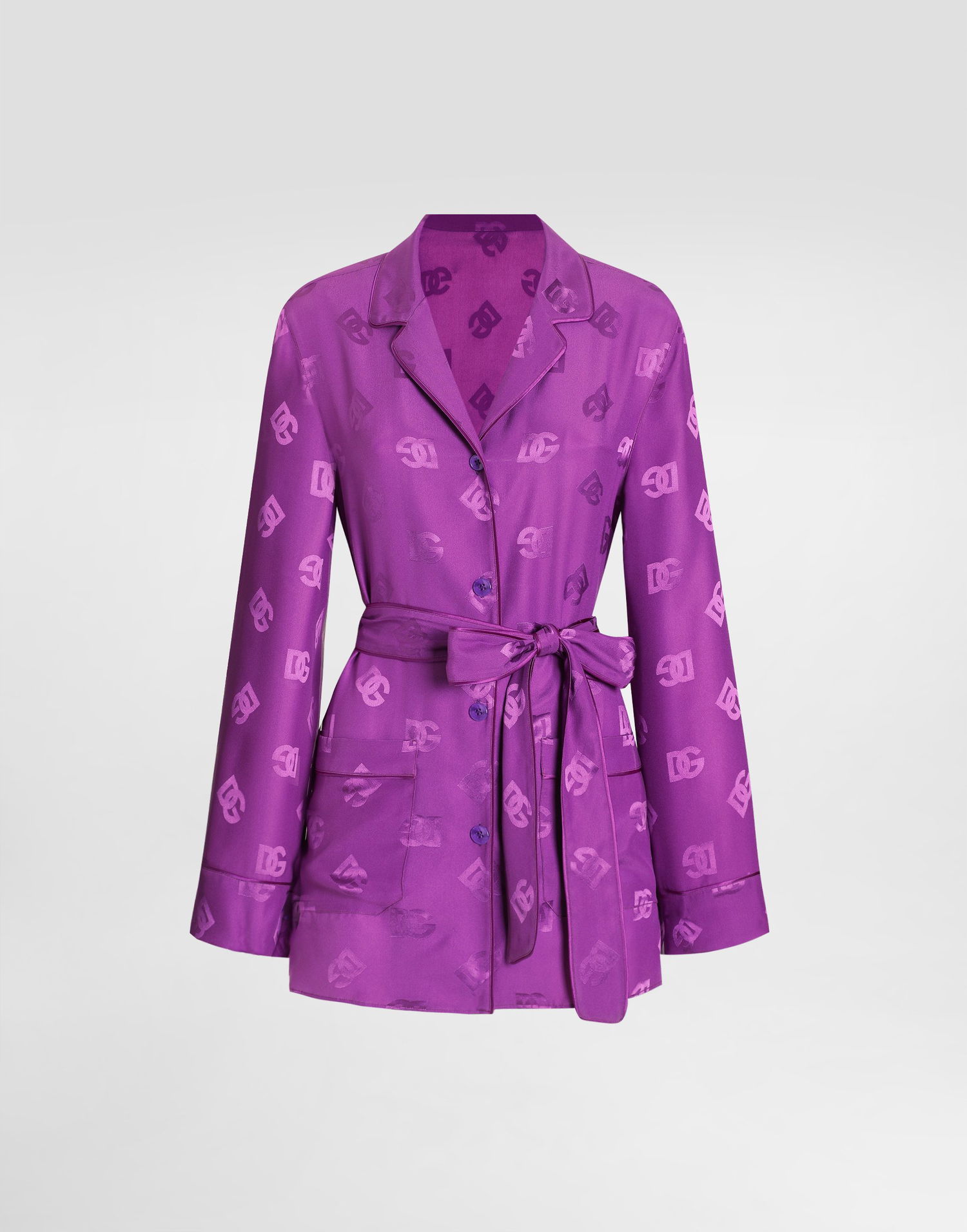 Риза Dolce & Gabbana Dolce & Gabbana All-over Silk Jacquard Vanity Shirt Лилаво | F5I89TFJ1JOF0571, 0
