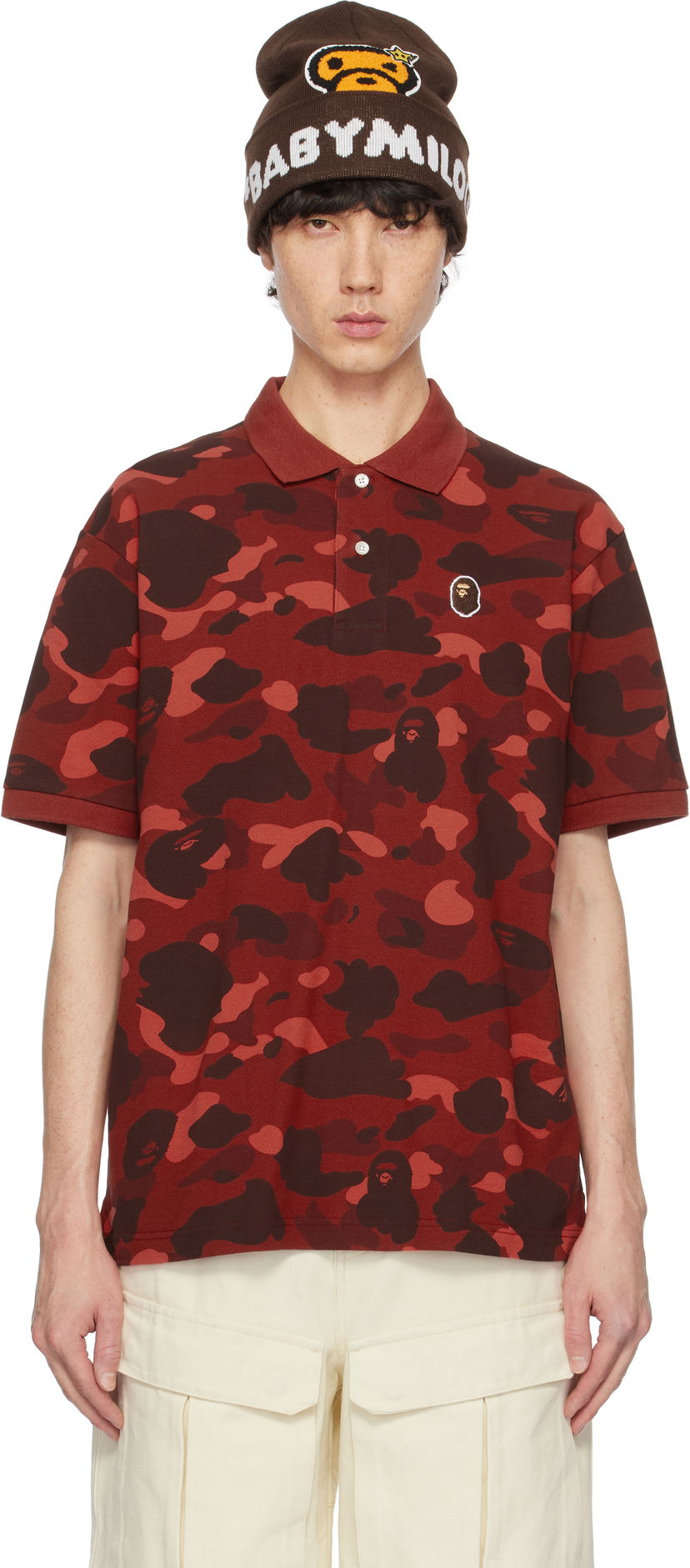 Поло тениска BAPE Camouflage Polo Shirt Червено | 001POK801001M