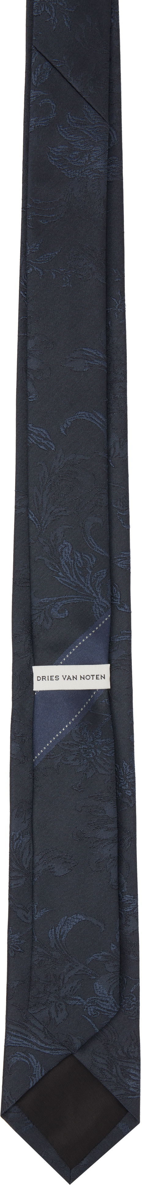 Шал Dries Van Noten Dries Van Noten Jacquard Silk Tie Тъмно синьо | 251-021600-1909, 1