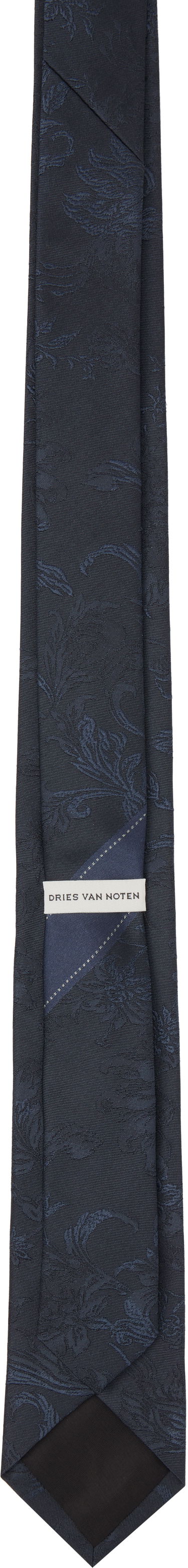 Шал Dries Van Noten Dries Van Noten Jacquard Silk Tie Тъмно синьо | 251-021600-1909, 1