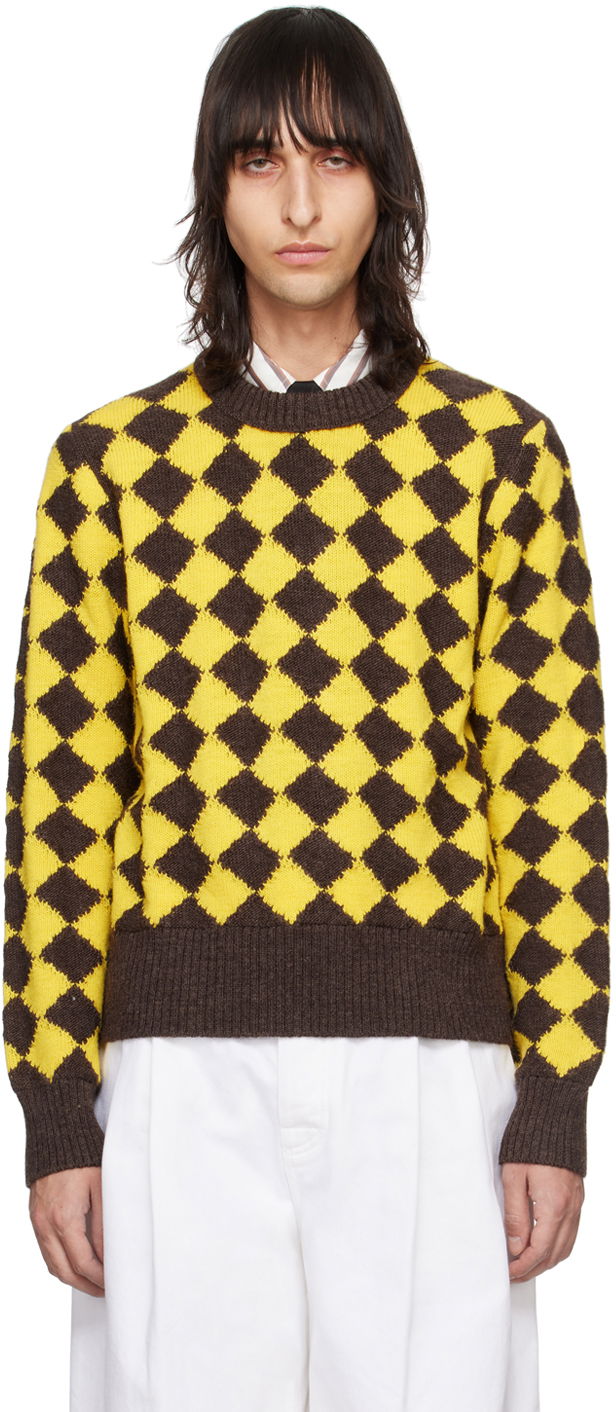 Пуловер Bottega Veneta Argyle Sweater Жълто | 772546V3NN0