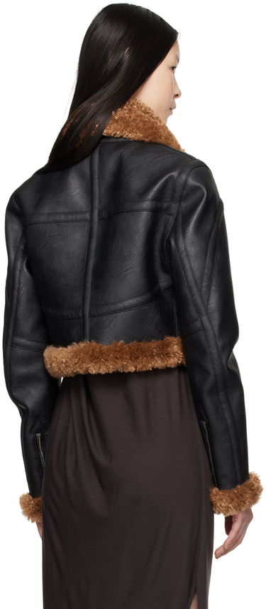 Яке бомбър Stella McCartney Stella McCartney Plush Teddy Faux-Leather Jacket Черно | 680110SJB14, 2
