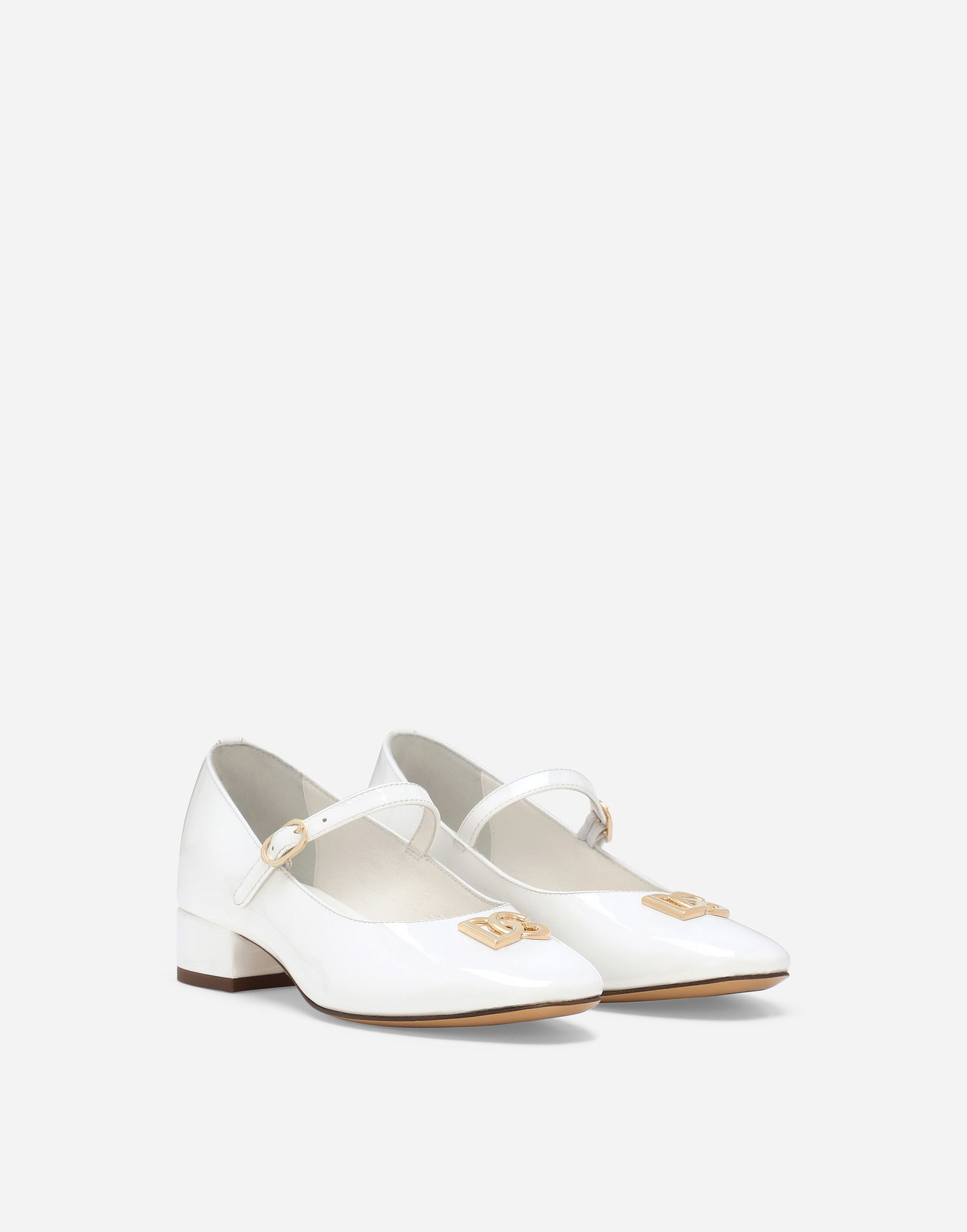 Кецове и обувки Dolce & Gabbana Dolce & Gabbana Patent Leather Ballet Flats With Heel with DG Logo Бяло | D11034A132887682, 1