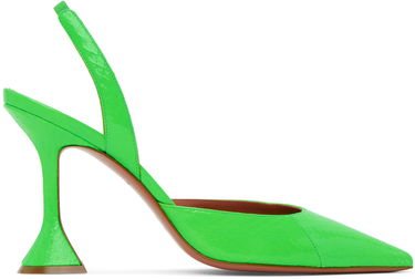 Кецове и обувки Amina Muaddi Sling Back Patent Leather Heels Зелено | HOLLI SLING CL SNAKE, 0