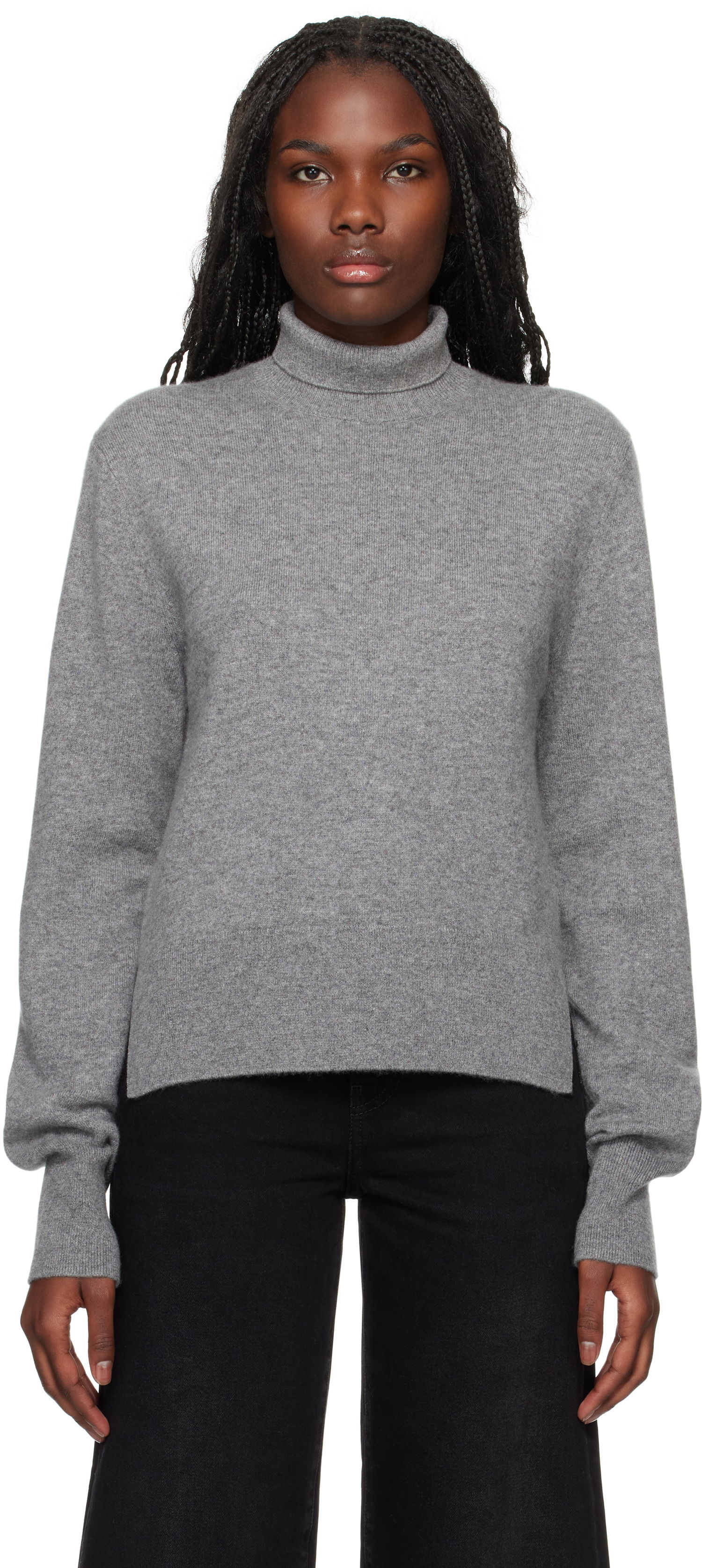 Пуловер TOTEME TOTEME Cropped Turtleneck Sweater Сиво | 244-WRT0405-YA0016, 0