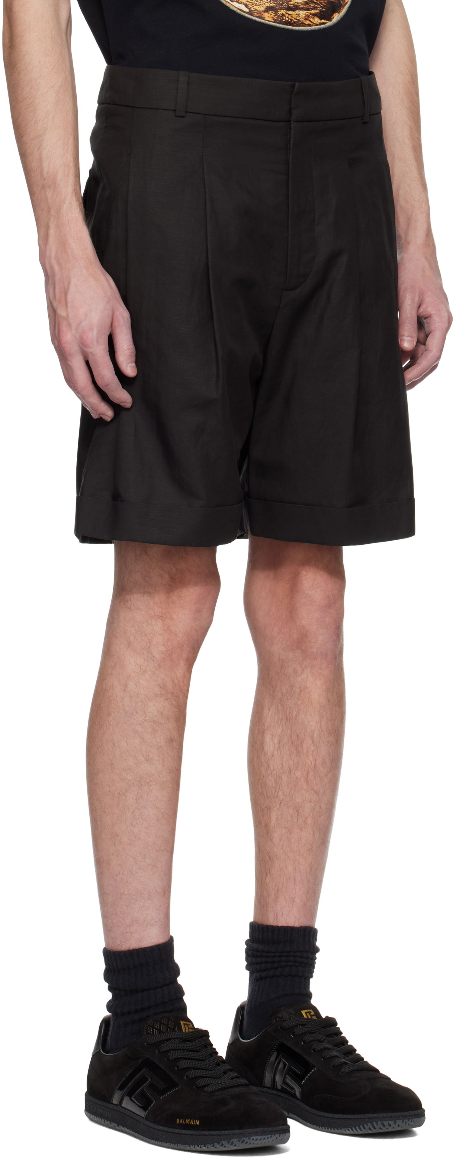 Къси панталони Balmain Balmain Pleated Bermuda Shorts Черно | EH0PB007VE90, 1