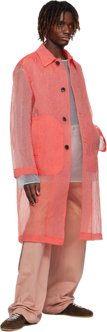 Дъждобран Dries Van Noten Dries Van Noten Crinkled Organza Coat Червено | 251-020211-1277, 3