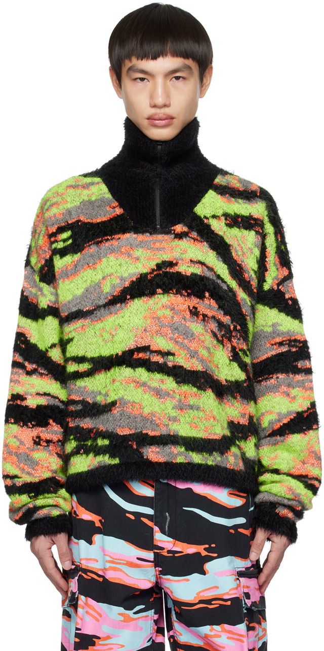 ERL Camo-Print Mockneck Sweater