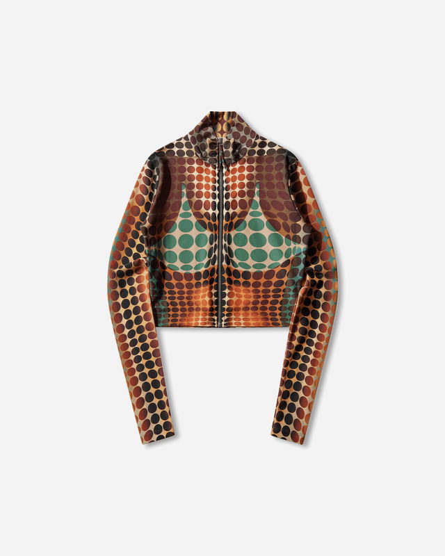 Re-Edition Dotted Mock Neck Long-Sleeve Cropped Top