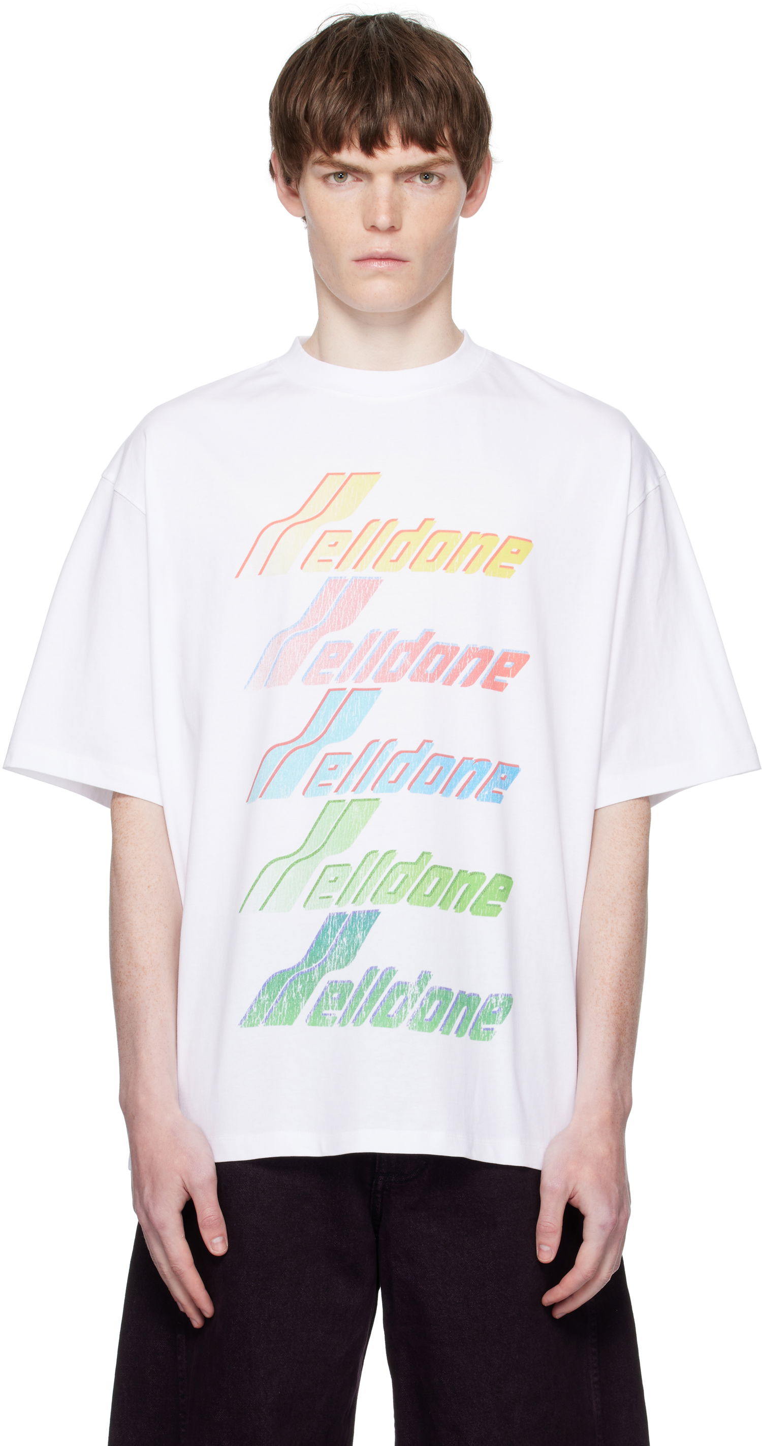 Тениска We11done Multi Rainbow Logo T-Shirt Бяло | WD-TT2-25-755-U-WH, 0