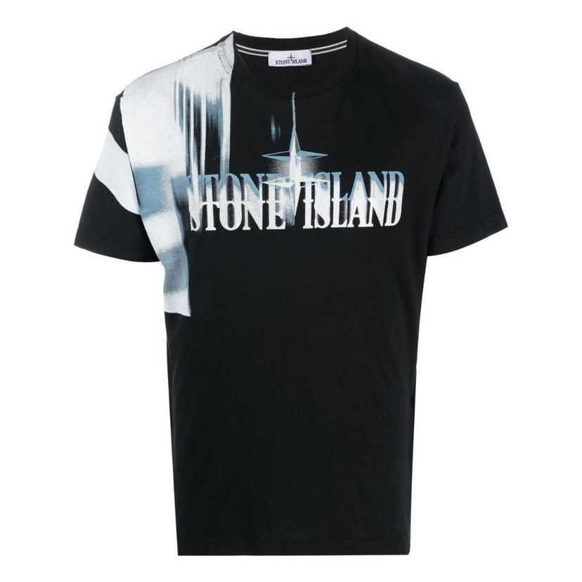 Тениска Stone Island Blurred Logo Graphic T-Shirt Черно | 77152NS87-V0029