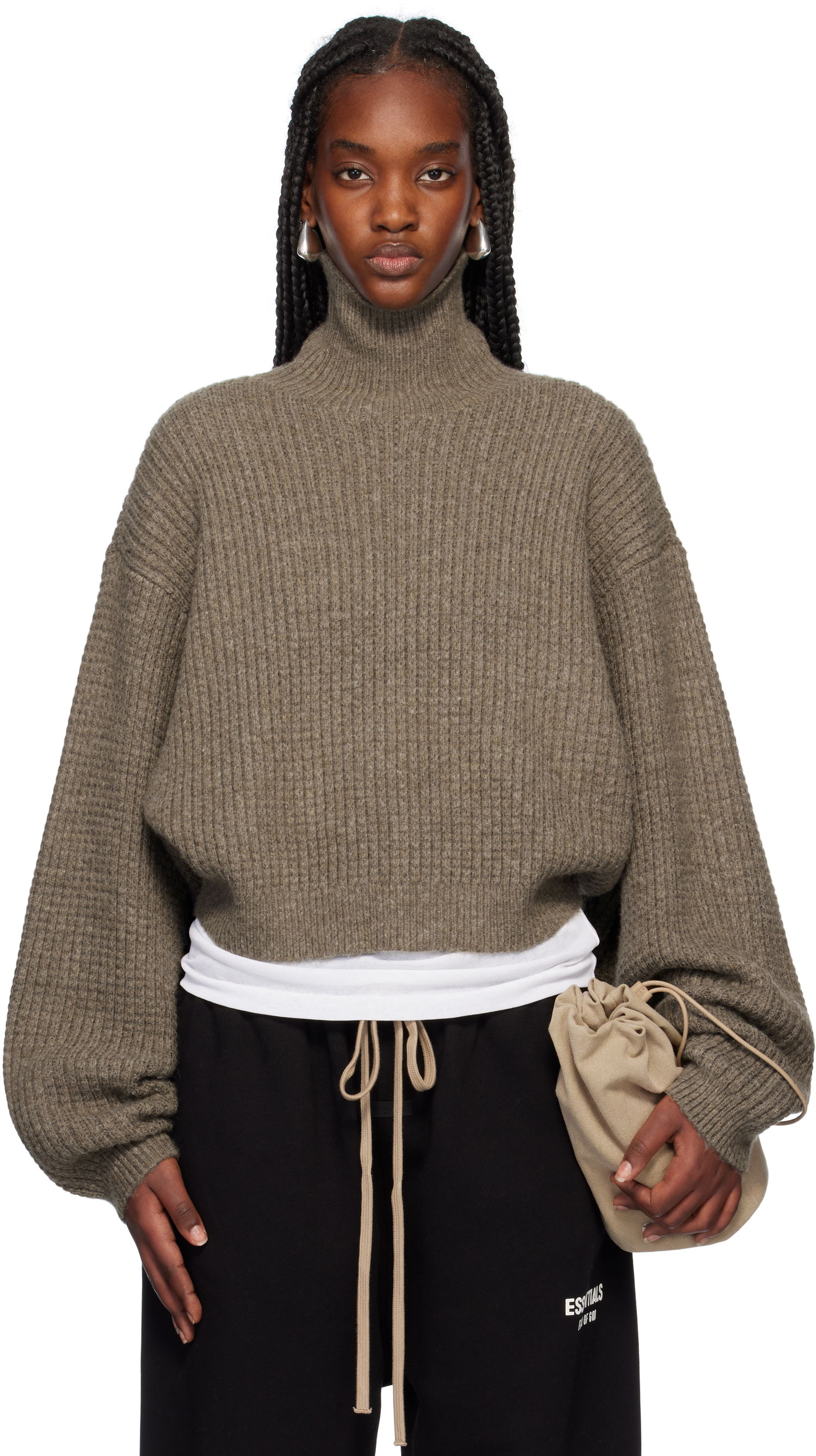 Пуловер Fear of God Fear of God ESSENTIALS Heavy Waffle Turtleneck Кафяво | 192HO247321FW, 0