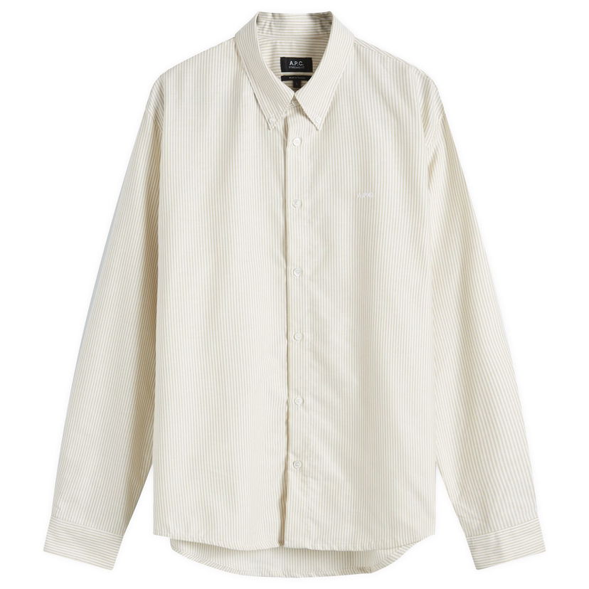 Риза A.P.C. Greg Button Down Stripe Oxford Shirt Бяло | COGUH-H12499-KAH