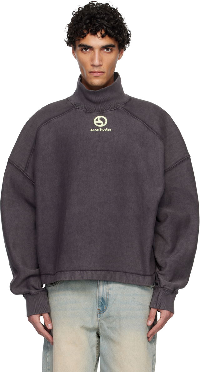 Acne Studios Logo Mock Neck Fleece Sweatshirt