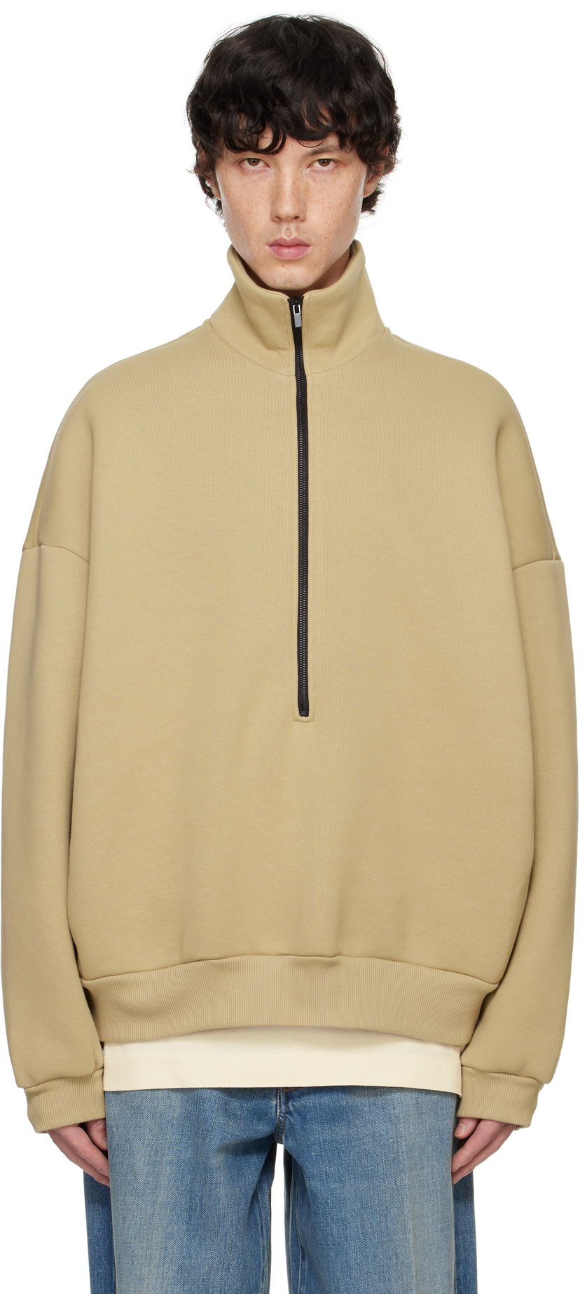 Суитчър Fear of God Half Zip Mockneck Sweatshirt Бежово | FG24FW50-1011FLC