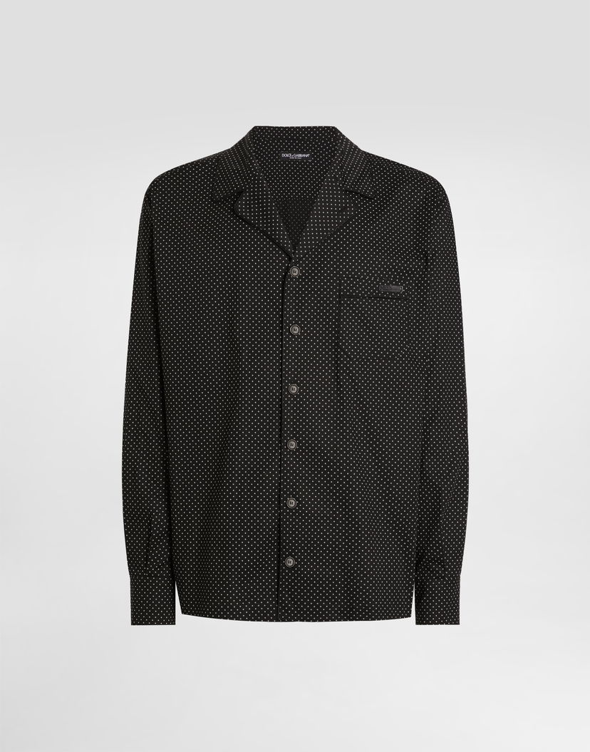 Риза Dolce & Gabbana Dolce & Gabbana Microprinted Vanity Button-Up Shirt Черно | G5IF1TFMRBNS8030