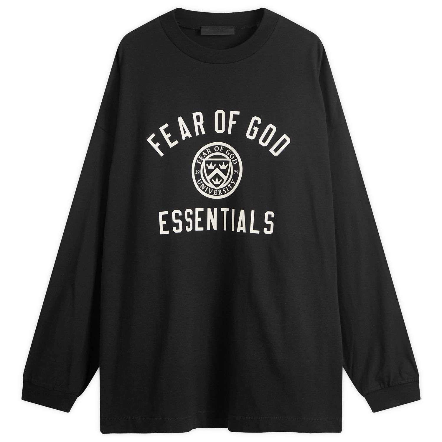 Тениска Fear of God ESSENTIALS Crest Logo Long Sleeve T-Shirt Черно | 125HO244200F, 1