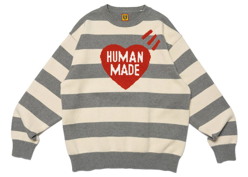 Пуловер Human Made Striped Heart Knit Sweater Сиво | HM25CS002, 0