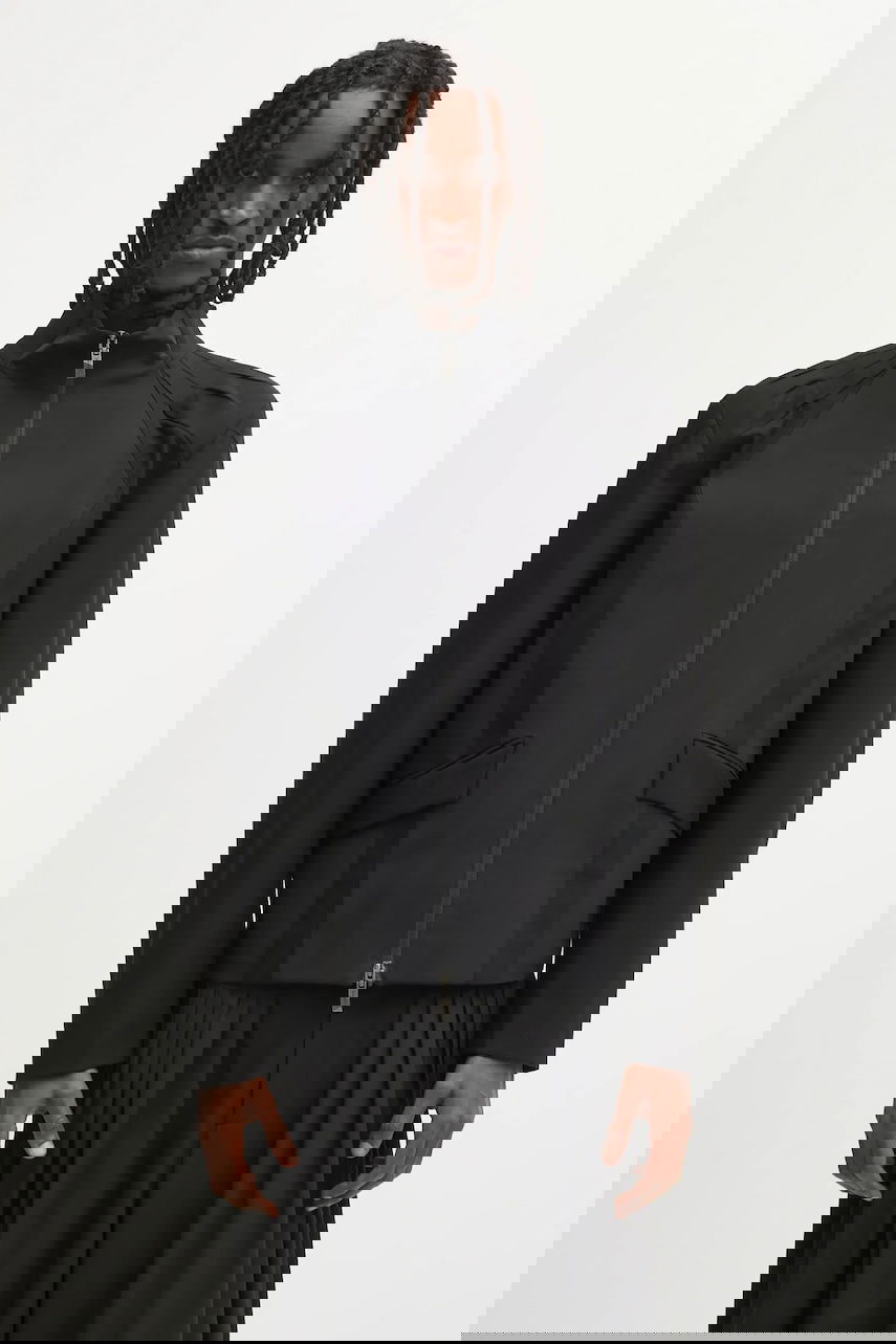 Structured High-Neck Cropped Jacket, 0