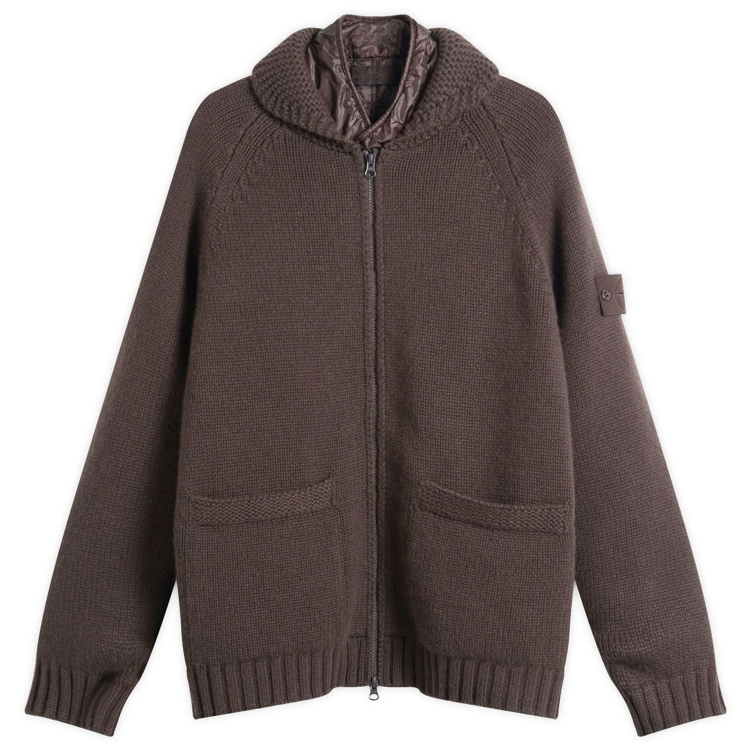 Яке Stone Island Ghost Cashmere Knitted Full-Zip President Jacket with Padded Collar Кафяво | K2S155100080-V0070, 0