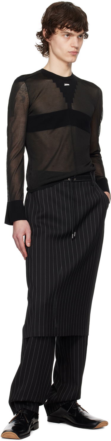 Панталони Jean Paul Gaultier Jean Paul Gaultier 'The Lace-Up Suit' Pinstripe Trousers Черно | 25/33-F-PJ010-C074-0001, 3