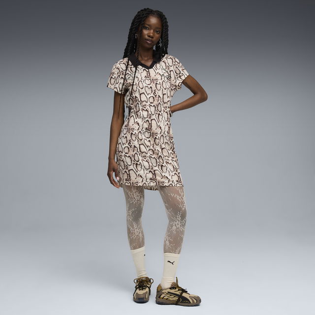 A$AP ROCKY Snakeskin Print Short-Sleeve Polo Dress