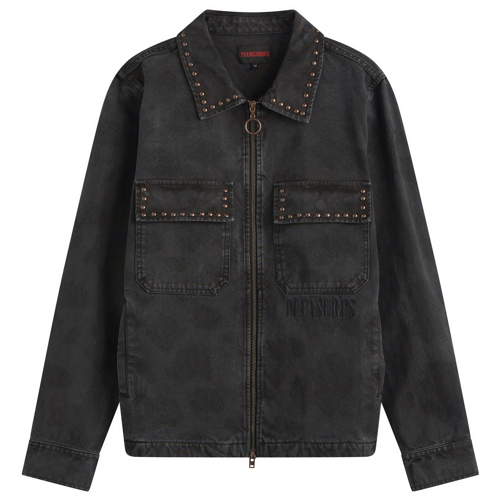 Washed Studded Cowhide Full-Zip Work Jacket, 1