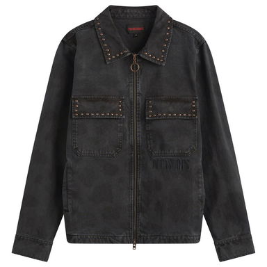 Washed Studded Cowhide Full-Zip Work Jacket, 1