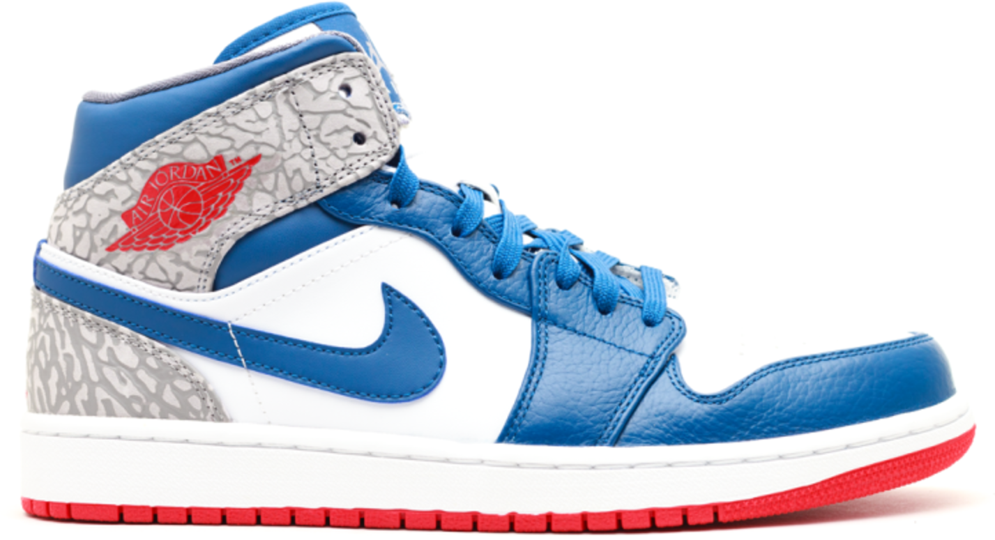 Кецове и обувки Jordan Jordan 1 Retro Mid True Blue Синьо | 554724-107, 0