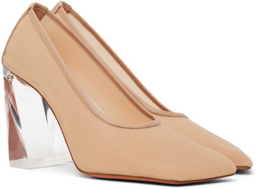 Кецове и обувки Amina Muaddi Half Glass Pump Heels Бежово | CHARLOTTE GLASS MESH PUMP 95, 3