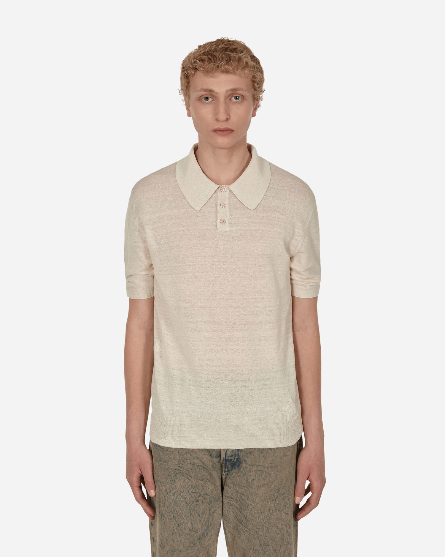 Поло тениска Maison Margiela Linen Polo Shirt Бежово | S50GL0040S17990 102F, 0