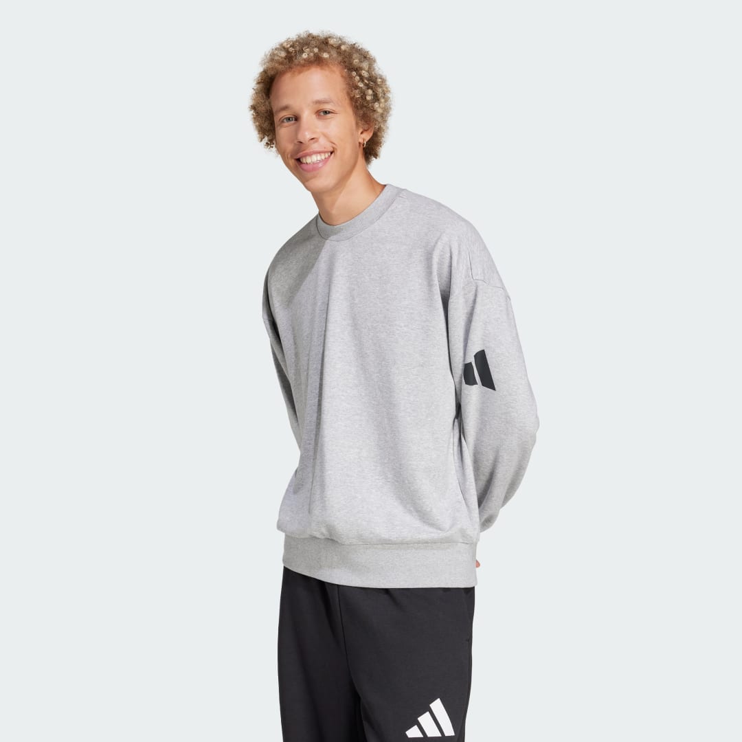Суитчър adidas Performance Loose Fit 3 Bar Logo Sweatshirt Сиво | JF3578, 0
