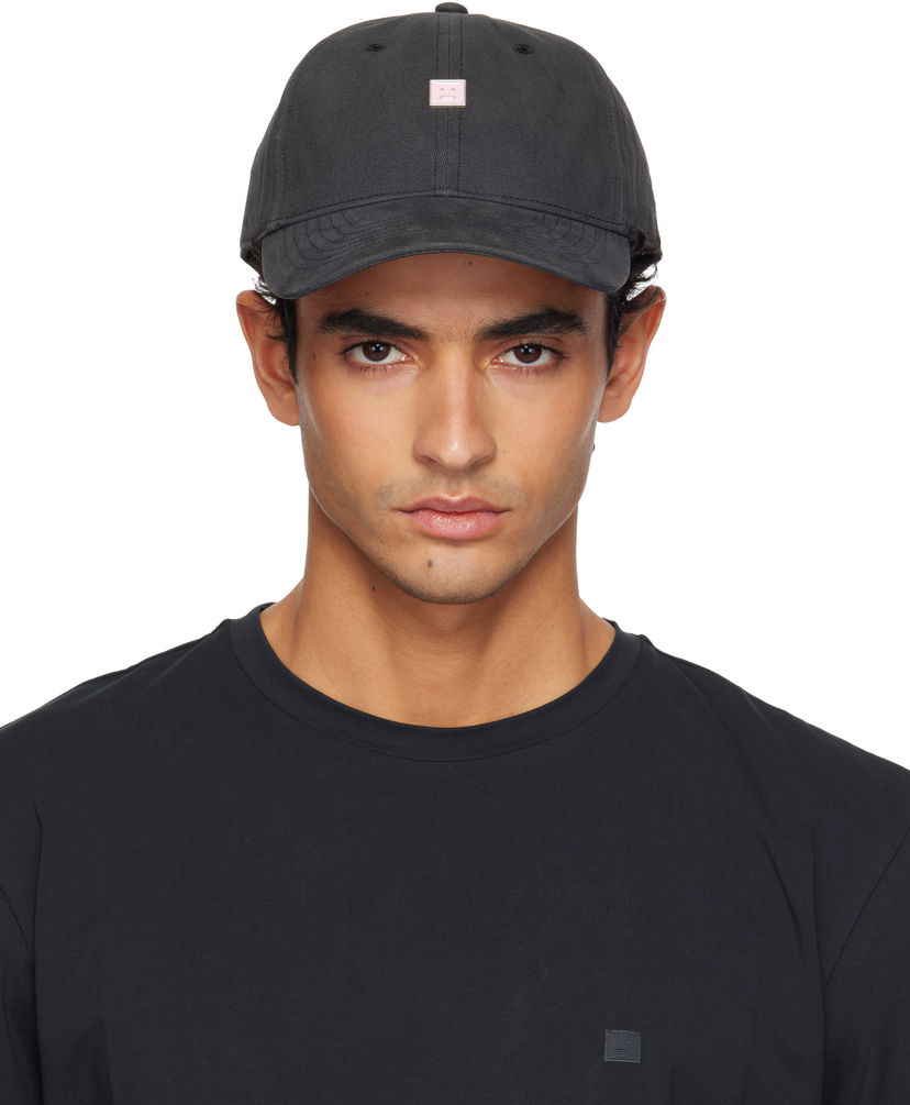 Шапка с козирка Acne Studios Face-Patch Baseball Cap Сиво | C40418-