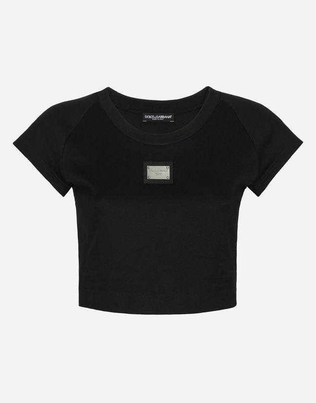 Cropped Jersey T-shirt With Tag