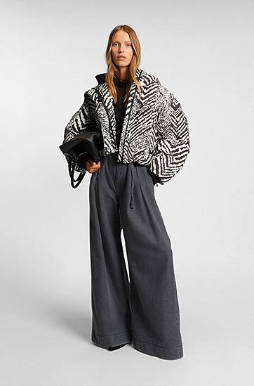 Пухо яке BOSS Water-repellent hooded jacket with herringbone print Многоцветен | 50550363, 1