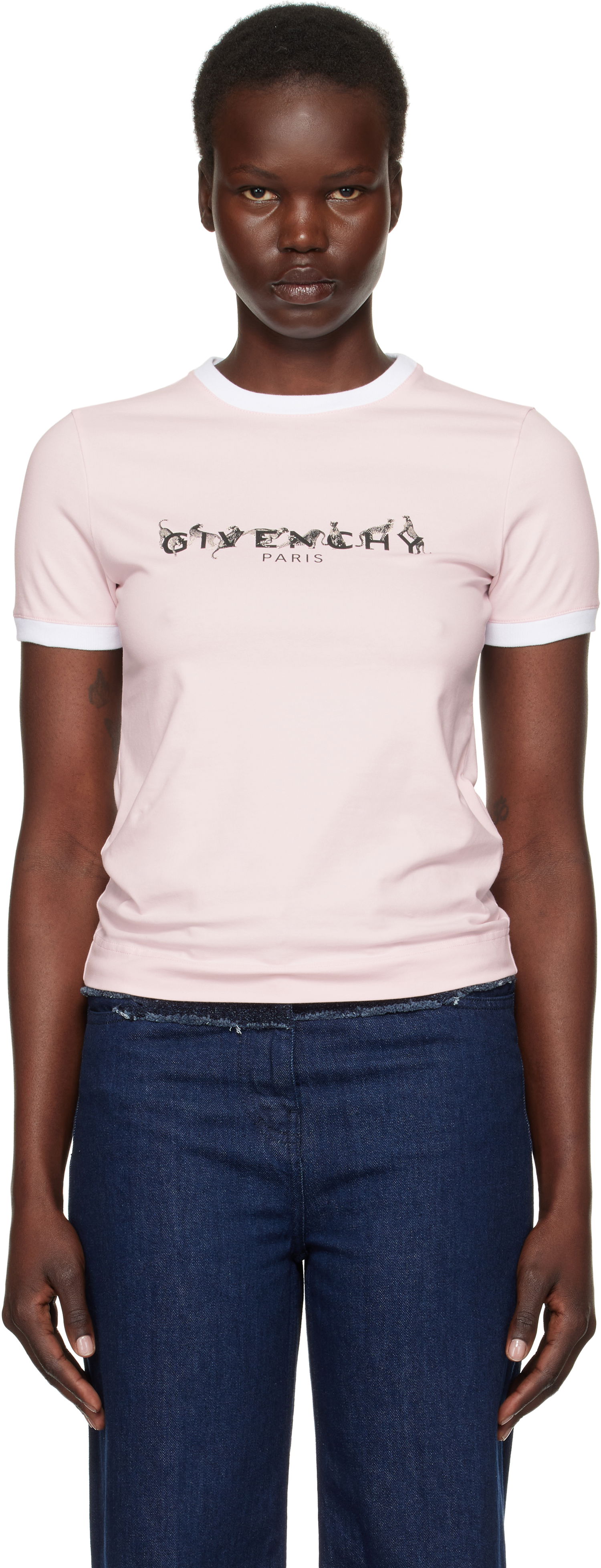 Тениска Givenchy Ringer Graphic T-Shirt Розово | BW70BFP704978, 0