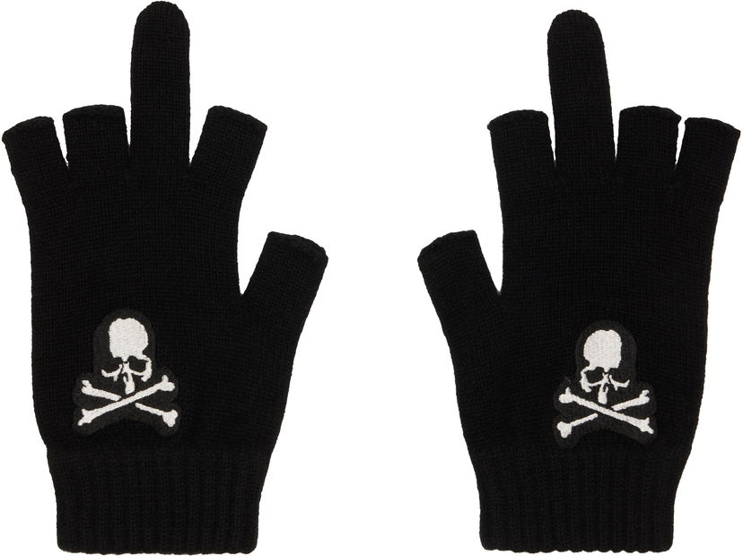 Ръкавици Mastermind WORLD MASTERMIND WORLD Skull and Crossbones Open Fingered Gloves Черно | MW25S15-AC011