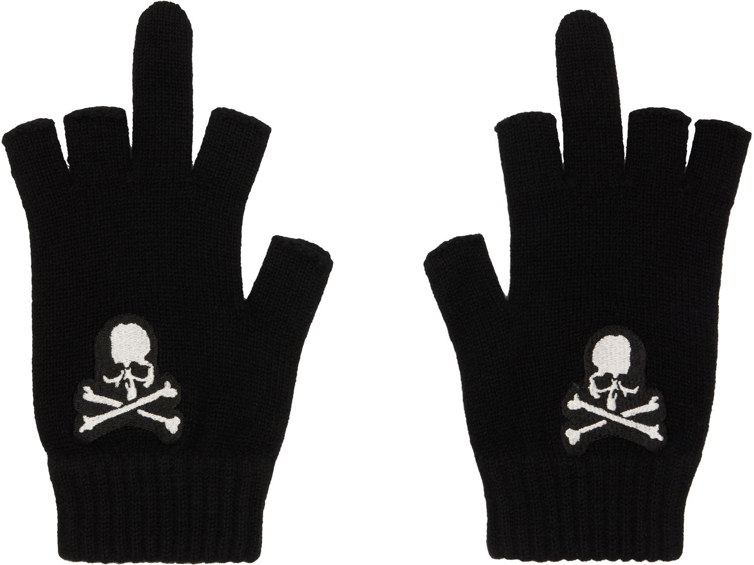 Ръкавици Mastermind WORLD MASTERMIND WORLD Skull and Crossbones Open Fingered Gloves Черно | MW25S15-AC011, 0