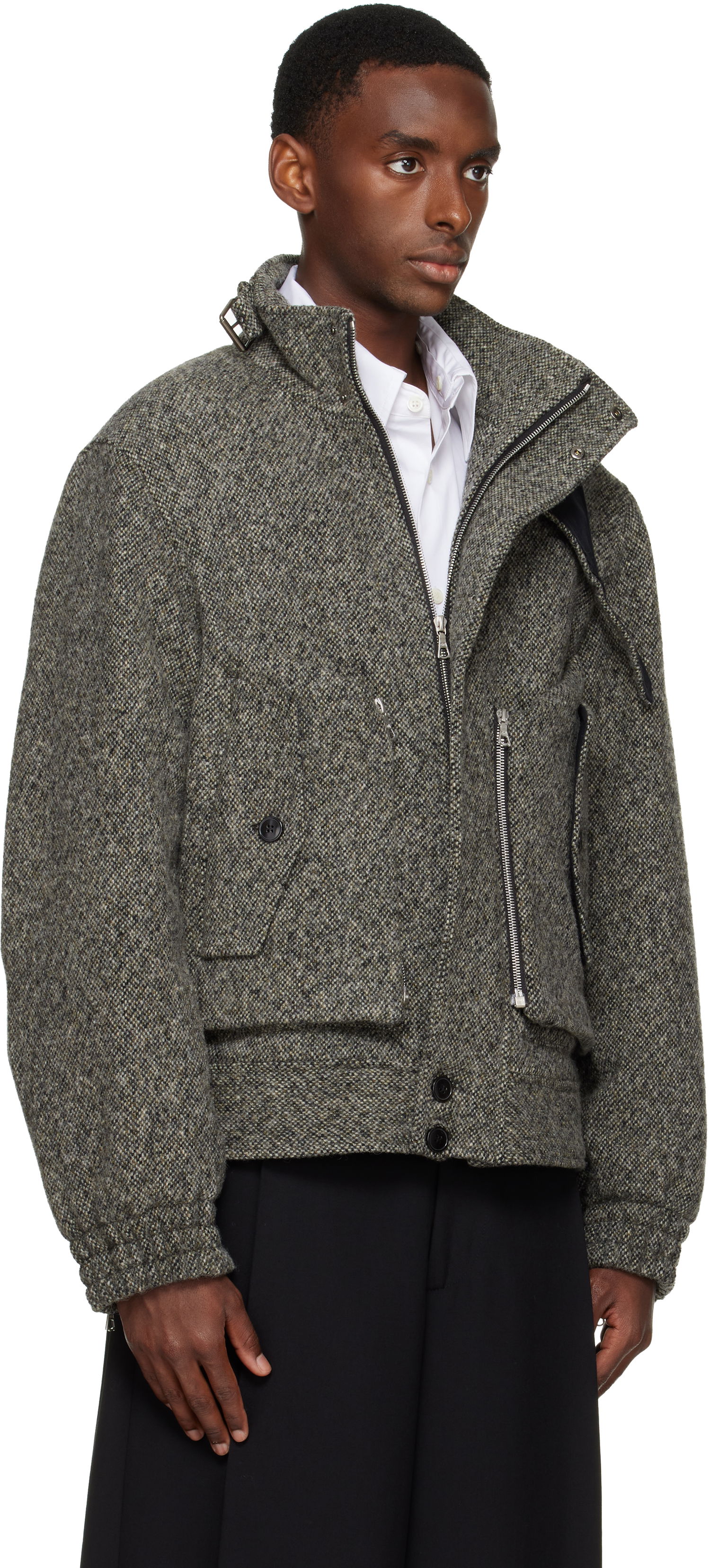 Яке бомбър Dries Van Noten Dries Van Noten Tweed Bomber Jacket with Asymmetric Collar Многоцветен | 252-020565-2261, 1