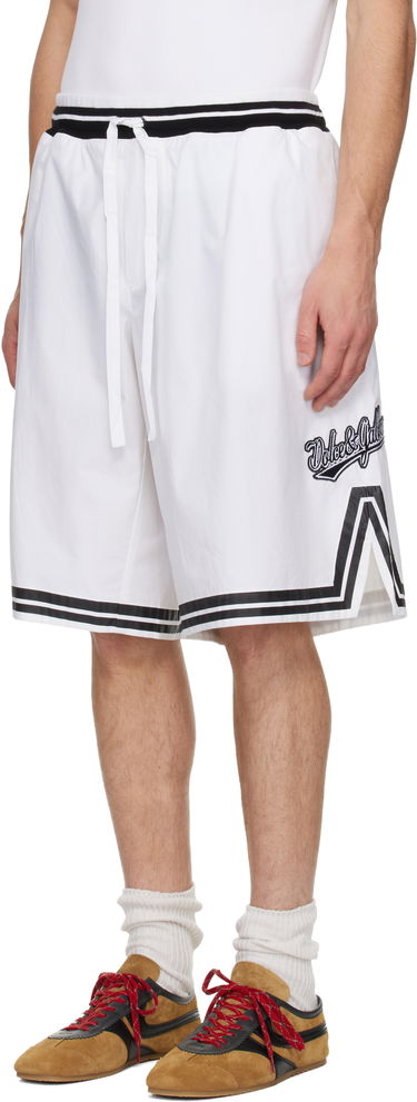 Къси панталони Dolce & Gabbana Cotton Poplin Striped Drawstring Shorts with Embroidered Logo Бяло | GP05GZFI5IH, 3