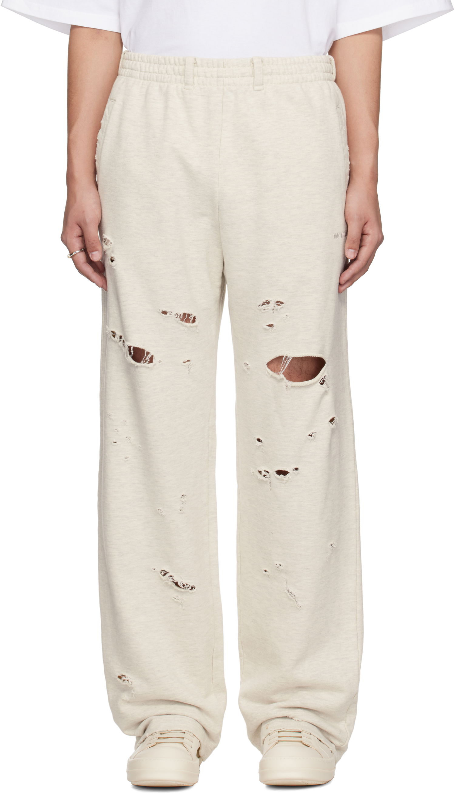 Спортни панталони We11done We11done Destroyed Jersey Jogger Sweatpants Бежово | WD-TA0-25-726-U-MG, 0