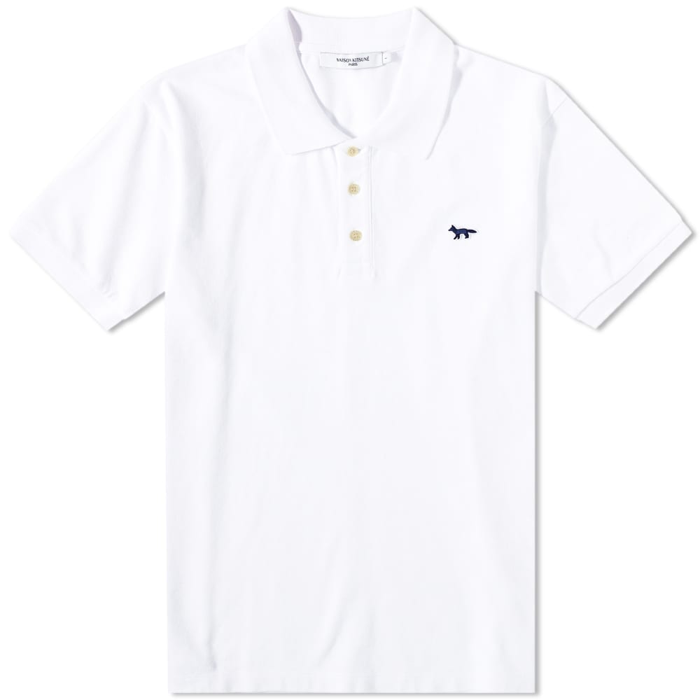 Поло тениска MAISON KITSUNÉ Navy Fox Patch Classic Polo Бяло | HM00205KJ7009-P100, 0