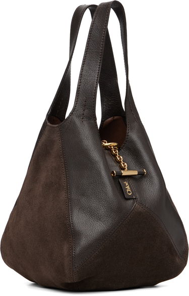 Голяма пазарска чанта CHLOÉ Small 'Chloé' Leather and Suede Balloon Tote Кафяво | CH25WS644Q51, 1