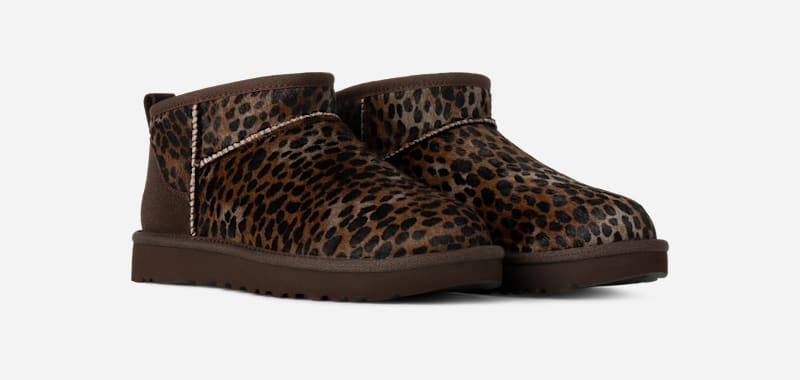Кецове и обувки UGG Classic Ultra Mini Caspian Cow Hair Boots Кафяво | 1158328-BCDR, 1