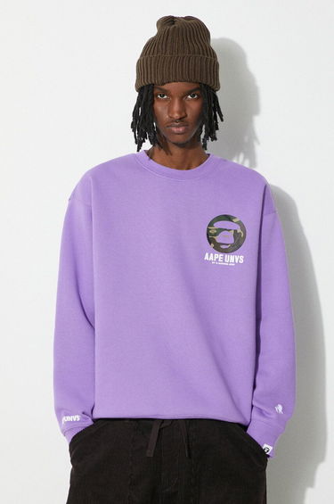 Суитчър AAPE by A Bathing Ape AAPE Loose Fit Crewneck Back X-Bone Sweatshirt Лилаво | ASWA324, 3