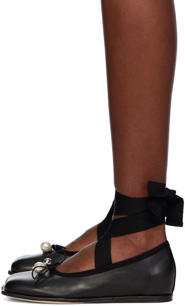 Облекло Simone Rocha Simone Rocha Heart Toe Ribbon Bow Ballerinas Черно | RMP17B 0755, 2