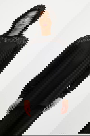 Тениска Rick Owens Rick Owens DRKSHDW Knitted - Girdered Long-Sleeve T-Shirt Черно | CM01E1673.CHJGOM, 0