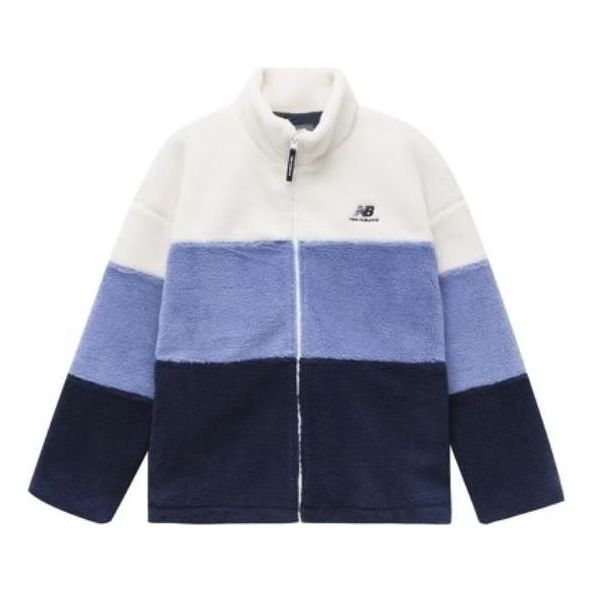 Суитчър New Balance Colorblock Teddy Zip-Up Jacket Синьо | 6DC44823-NV